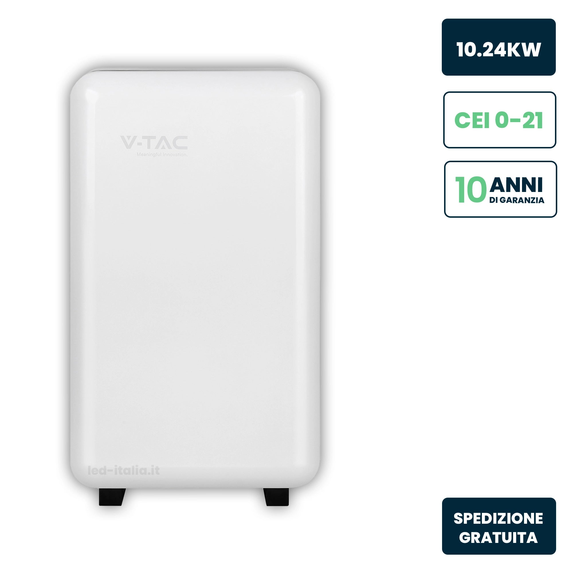 SKU 11447-1 V-TAC Batteria di Accumulo 10.24kWh LiFePO4 BMS Integrato per Inverter Fotovoltaici CEI 0-21 51.2V 200Ah Schermo Touch Garanzia IP20 10 Anni SKU 11447-1 V-TAC Batteria di Accumulo 10.24kWh LiFePO4 BMS Integrato per Inverter Fotovoltaici CEI 0-21 51.2V 200Ah Schermo Touch Garanzia IP20 10 Anni